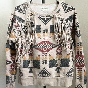 Ralph Lauren Denim & Supply Aztec-Print Fringe Sweater, Size S